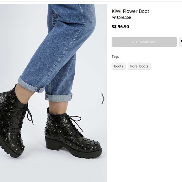 RARE Girls Women’s Topshop KIWI Flower Combat Boot, Leather Ladies 5.5 SEE DESC - Picture 6 of 7